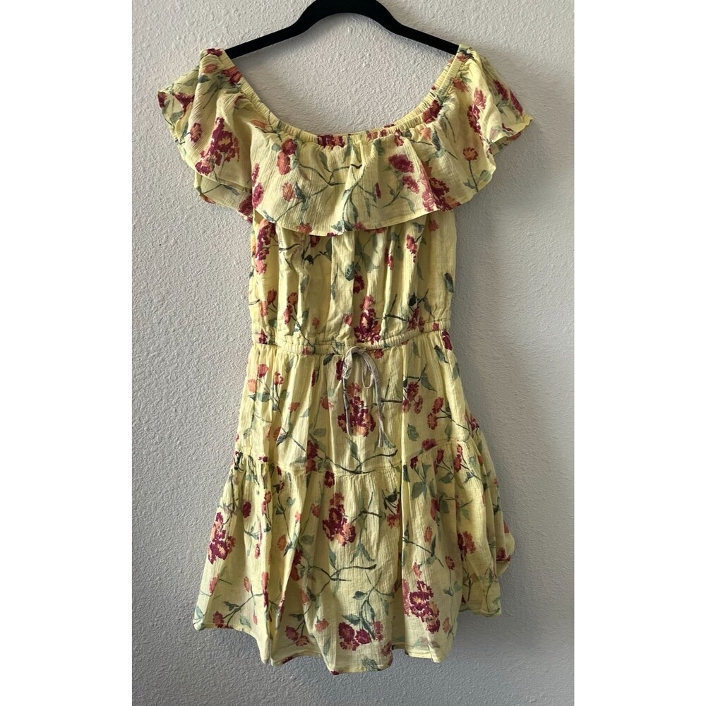 Ralph Lauren Womens Dress Size 4 Yellow Floral Off The Shoulder Boho Cottagecore